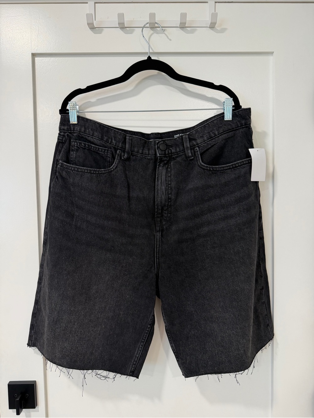 Good American Good Standard Raw Hem Denim Bermuda Shorts